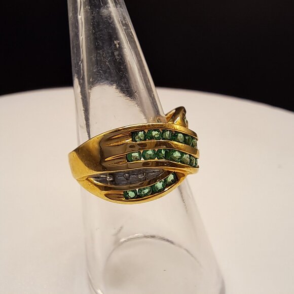 Emerald Diamond 10K Gold Ring Size 6.5 Christmas Special - Picture 6 of 13